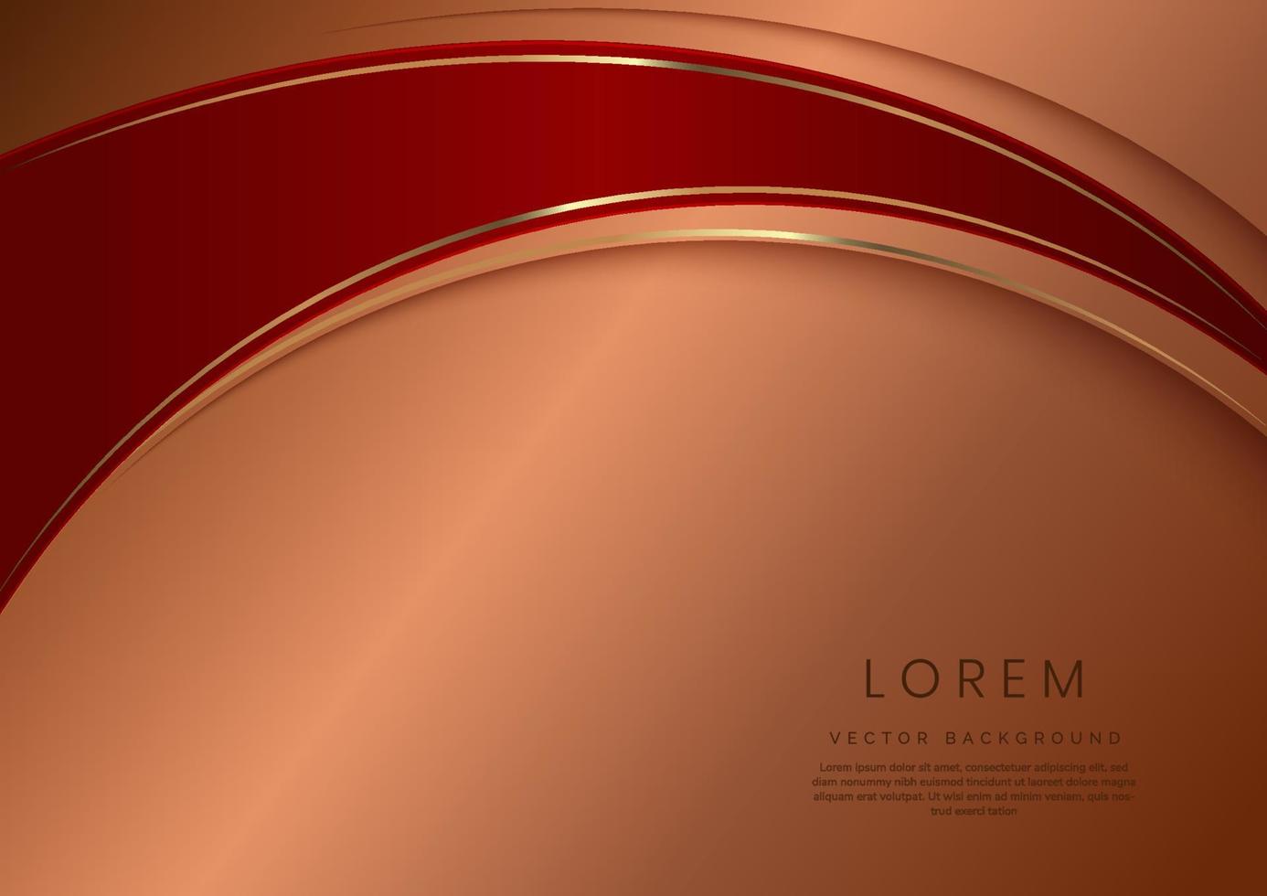 curvas rojas de lujo abstractas con un elegante borde dorado en el espacio de fondo marrón para el texto. estilo de diseño de plantilla. vector