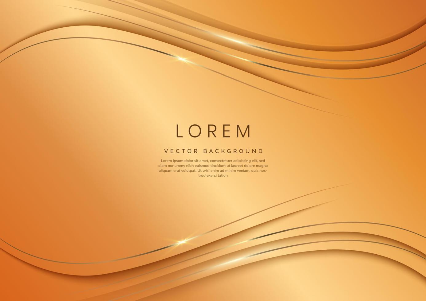 Abstract 3d gold curve template luxury on gold background with space for text. vector