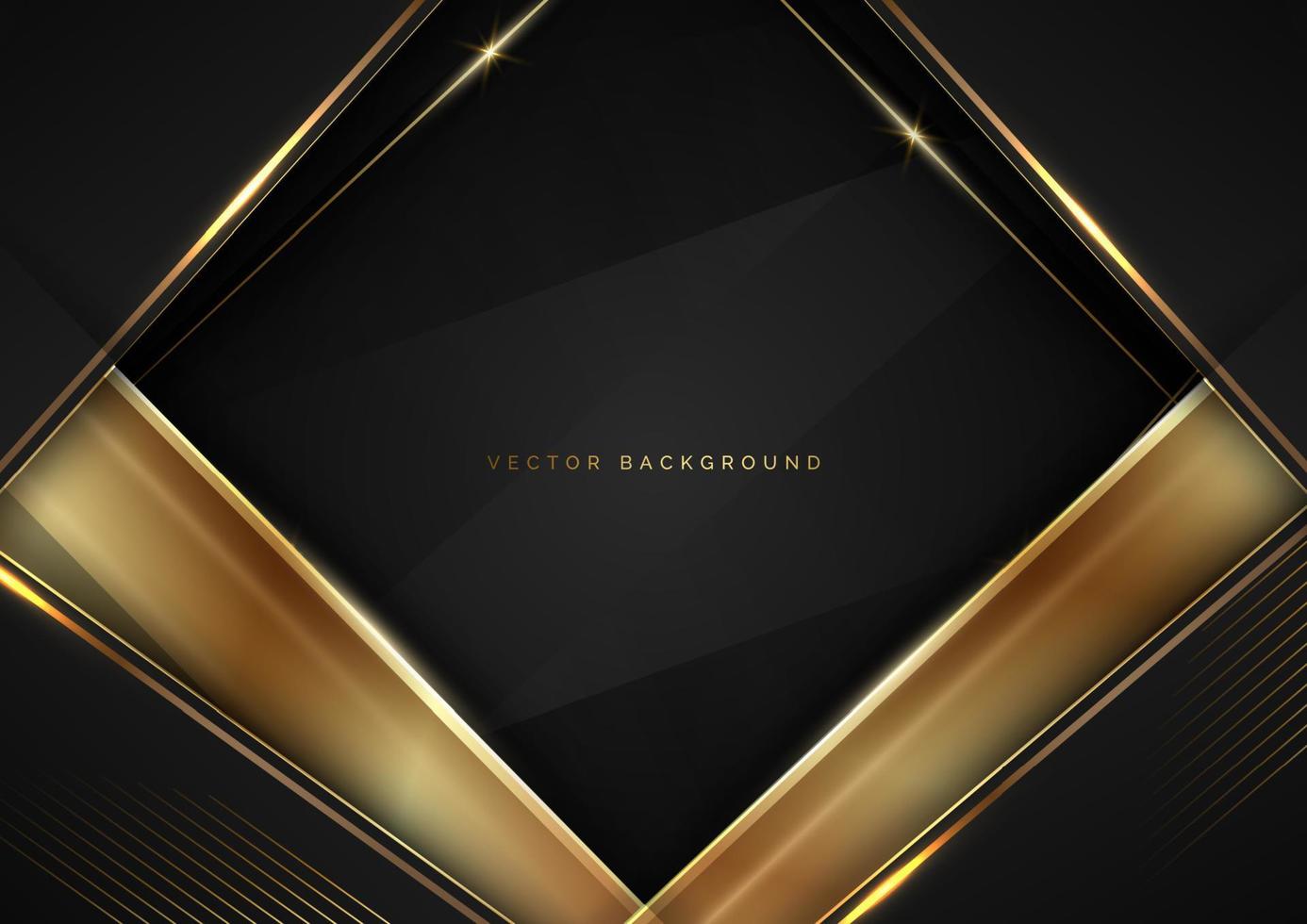 Abstract template black and grey geometric oblique with golden line layer on black background. Luxury style. Frame background. vector