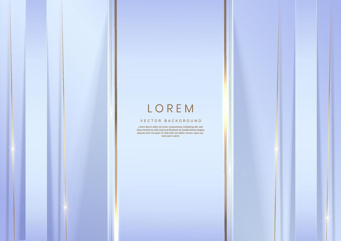 Elegant vertical rectangular soft purple 3d frame with text space and elegant gold lines. vector