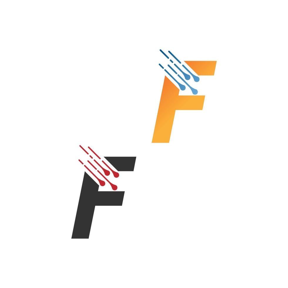 Letter F  simple  tech logo with circuit lines style icon vector