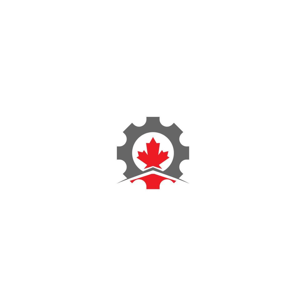Maple icon logo with gear illustration vector