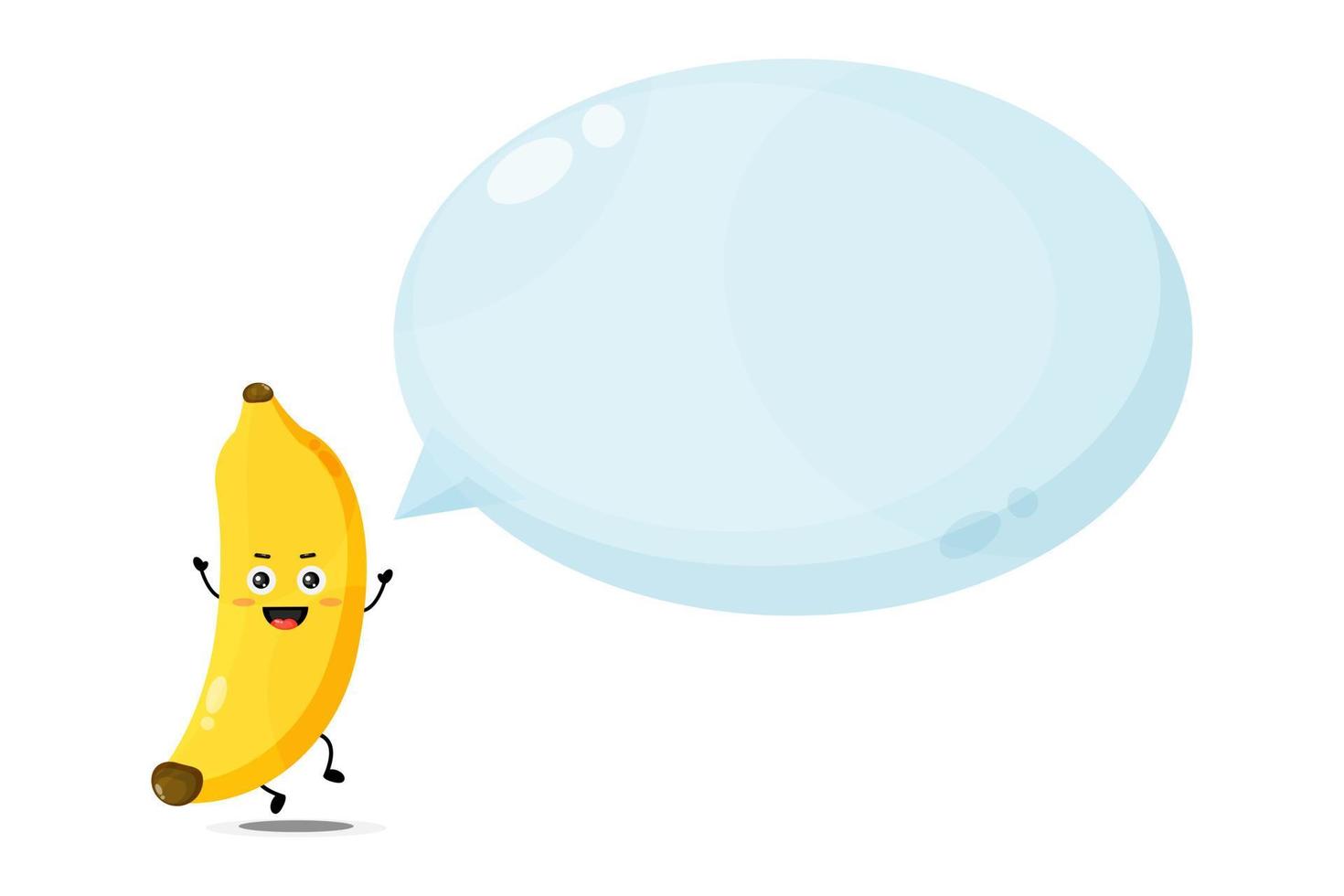 lindo personaje de plátano con discurso de burbuja vector