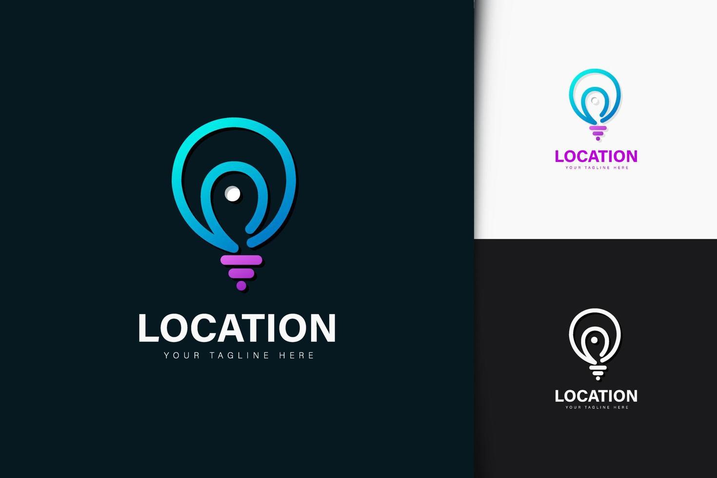 Bulb location logo design with gradient vector