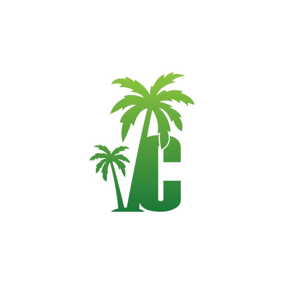 logotipo de letra c y vector de diseño de icono de árbol de coco