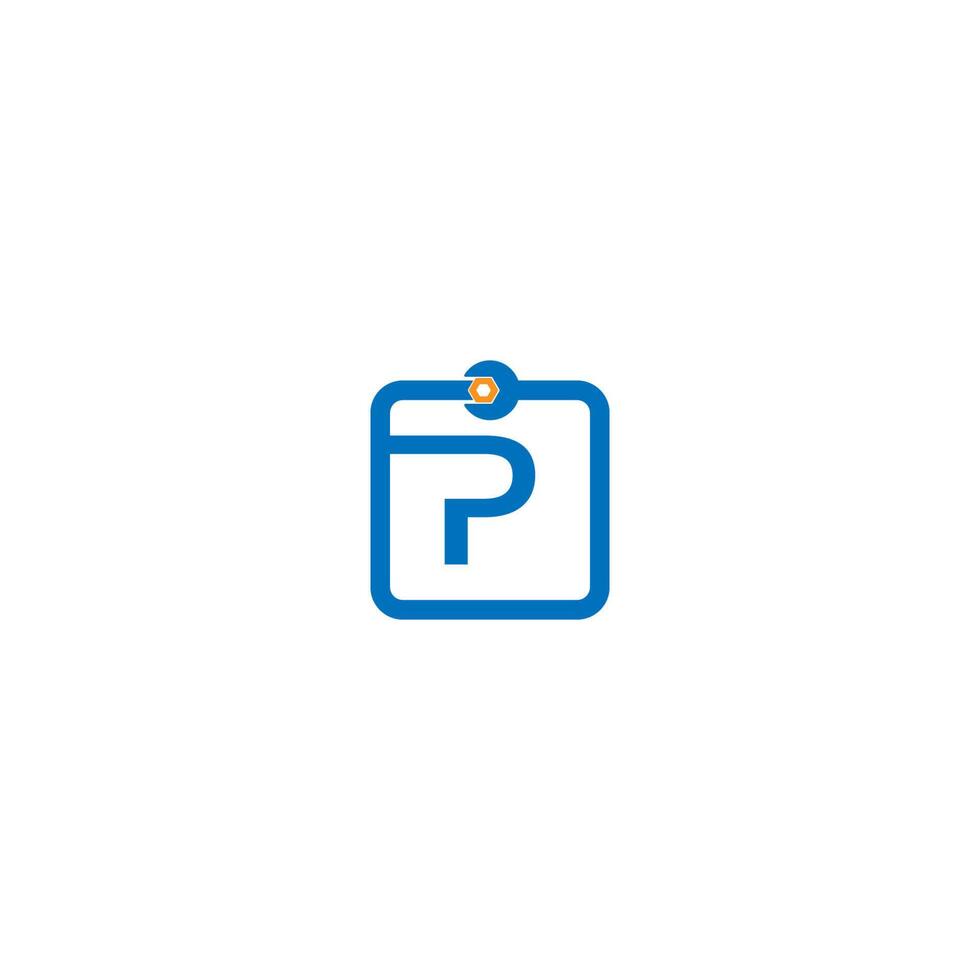 Letter P  logo icon forming a wrench and bolt design vector