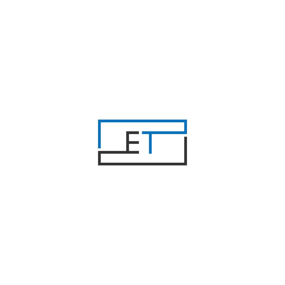 ET logo letters design concept in black and blue colors vector