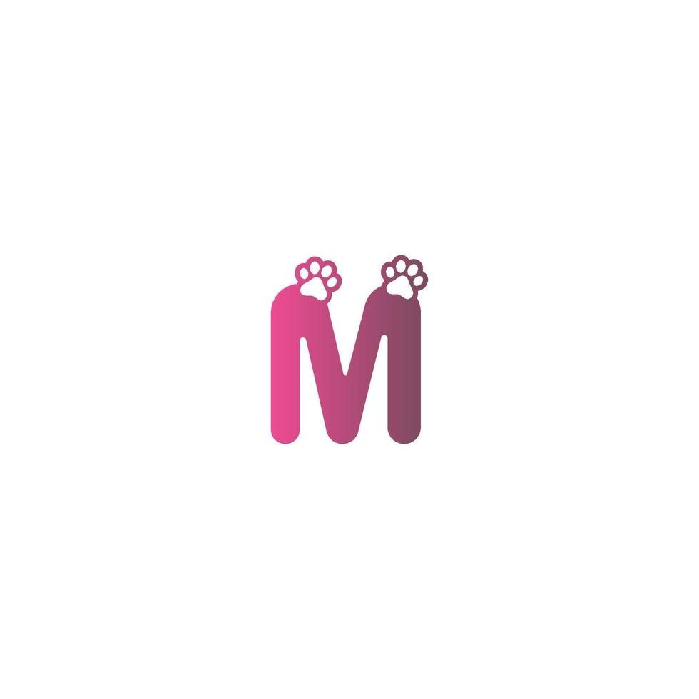 Letter M logo design Dog footprints concept vector