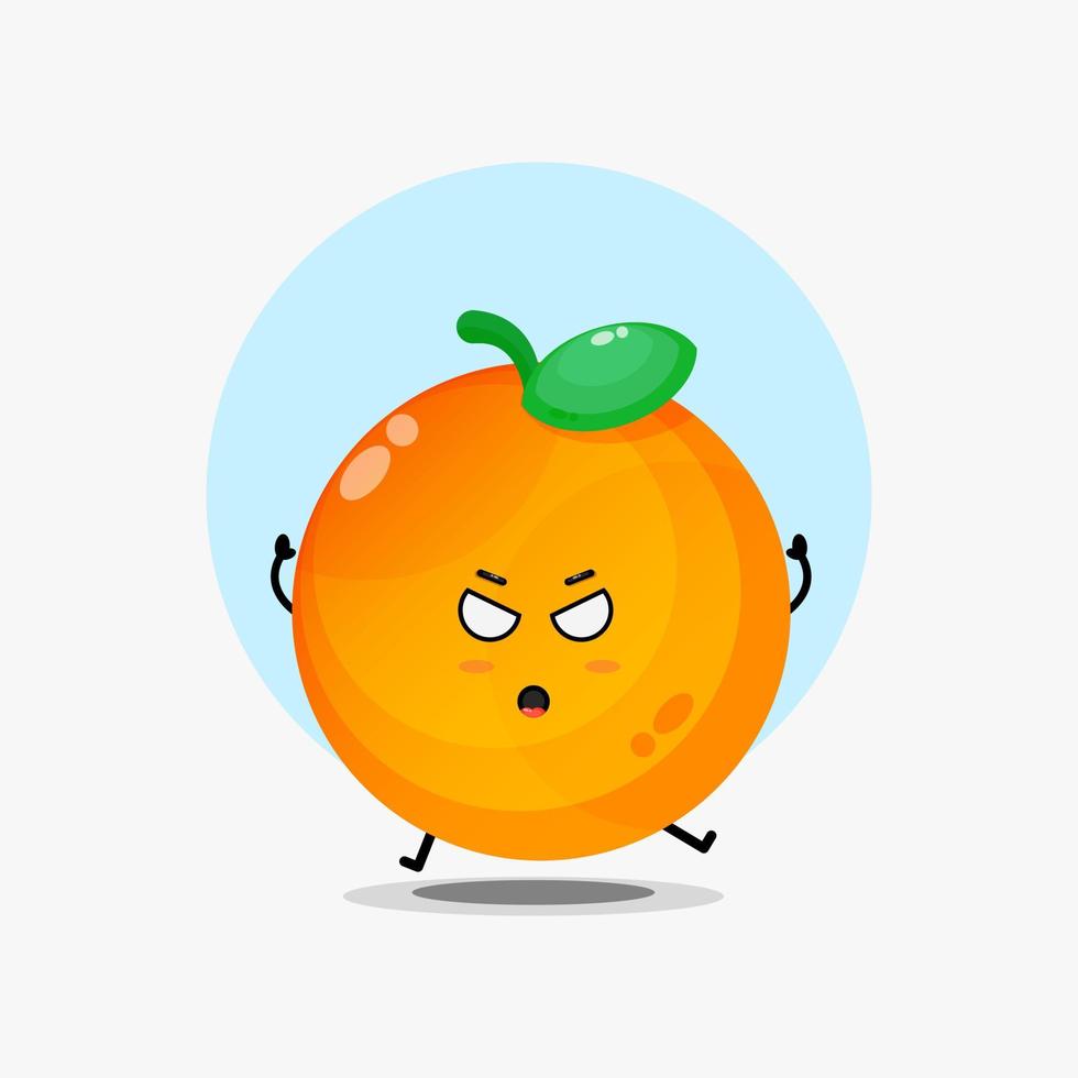 lindo personaje naranja está enojado vector