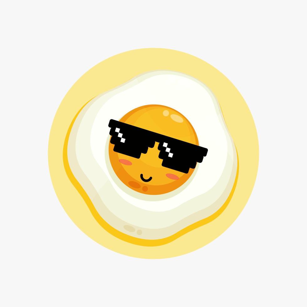 Cute egg wearing pixel glasses vector