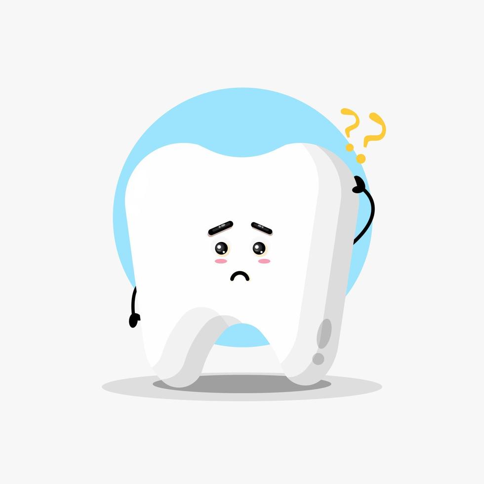 Cute tooth character confused vector