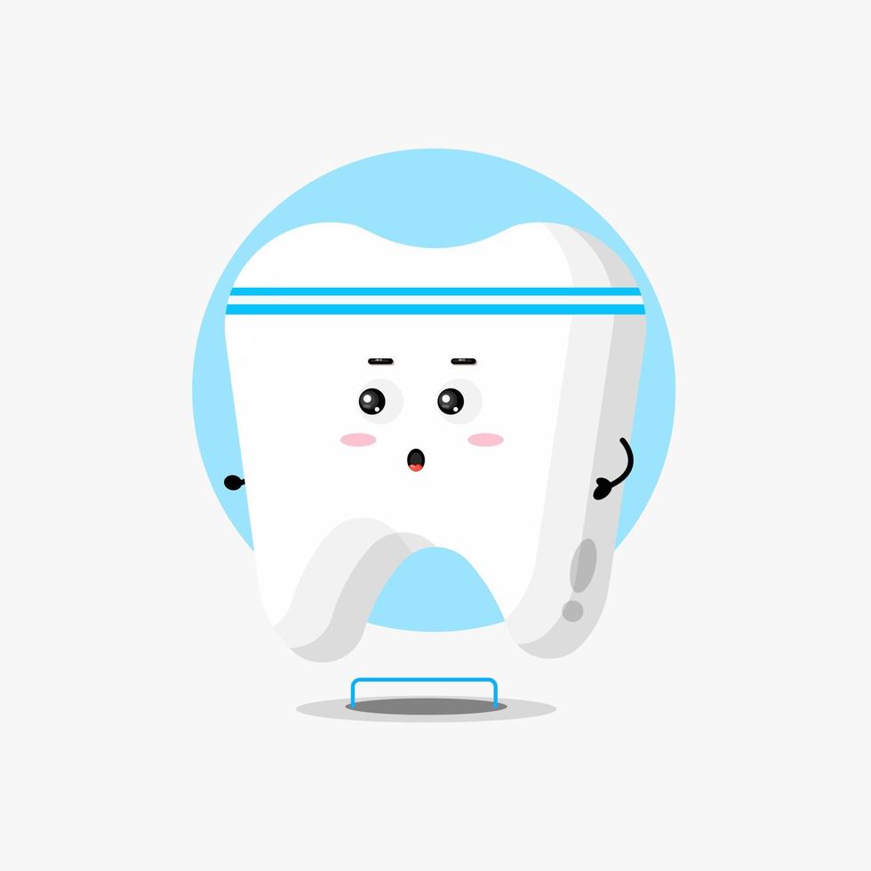 Cute tooth character running competition illustration vector