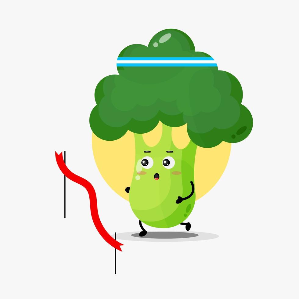 Cute broccoli character running competition vector