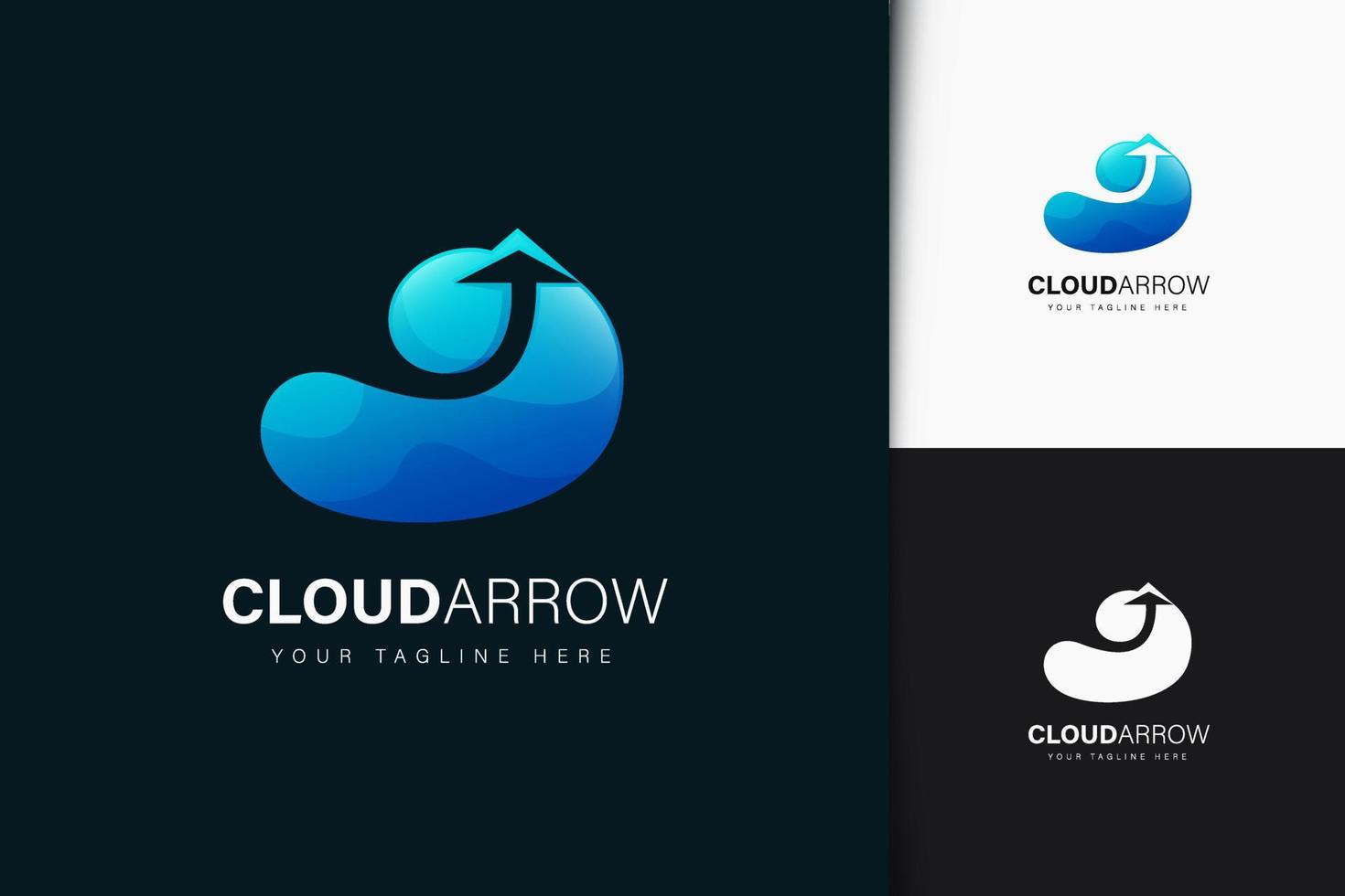 Cloud arrow logo design with gradient vector