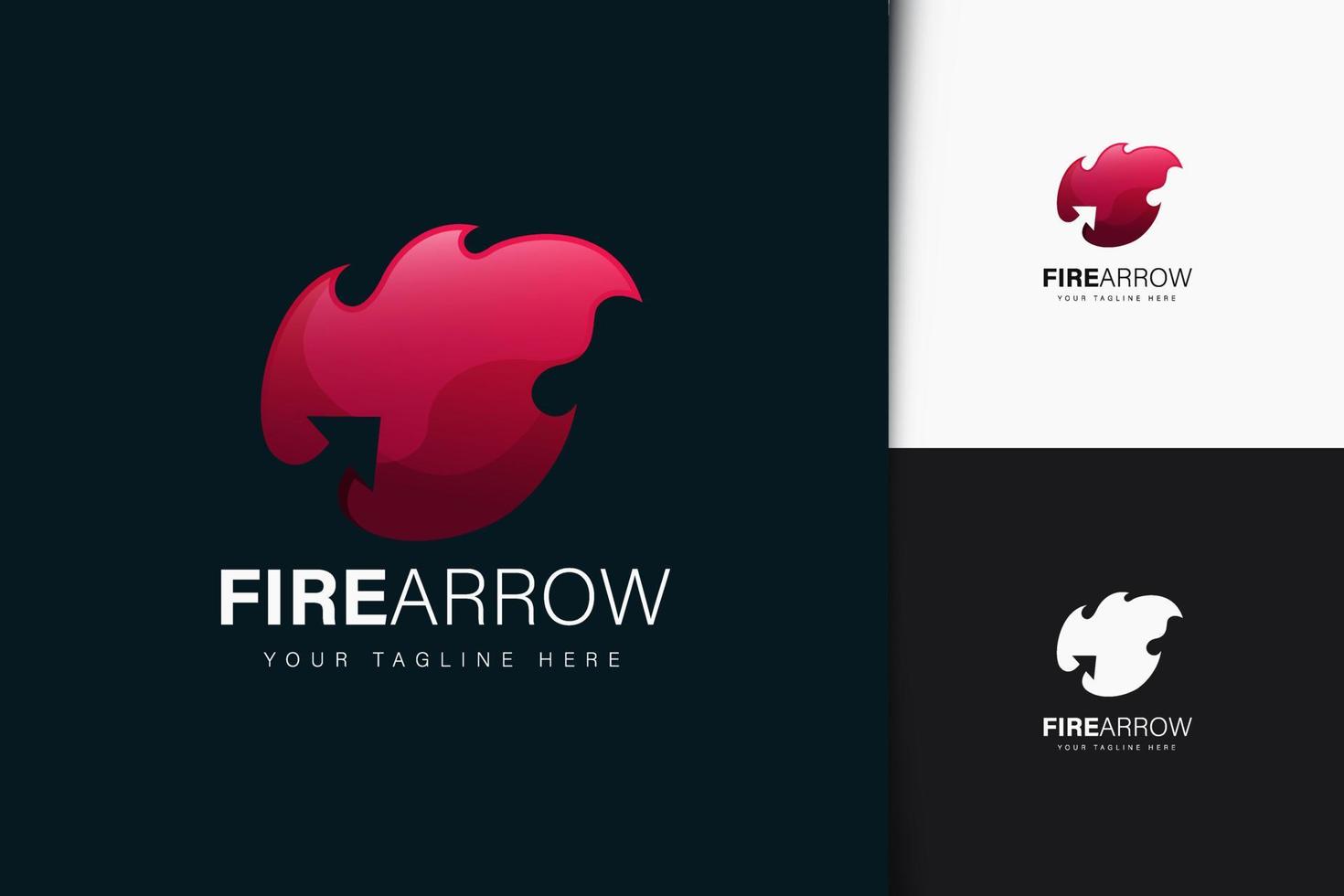 Fire arrow logo design with gradient vector