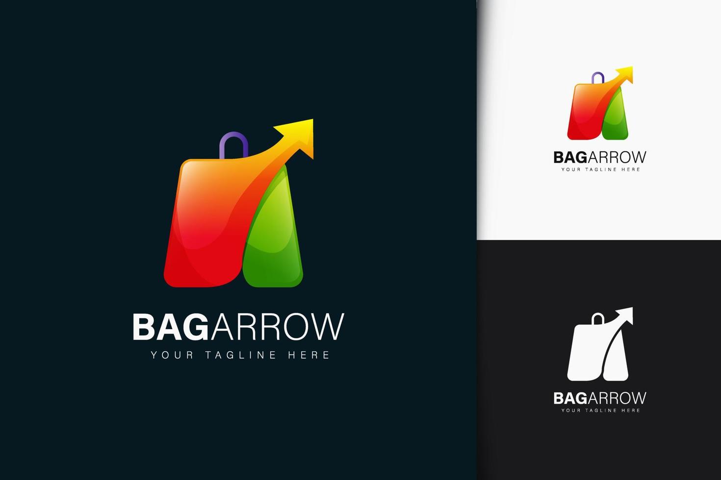 Bag arrow logo design with gradient vector