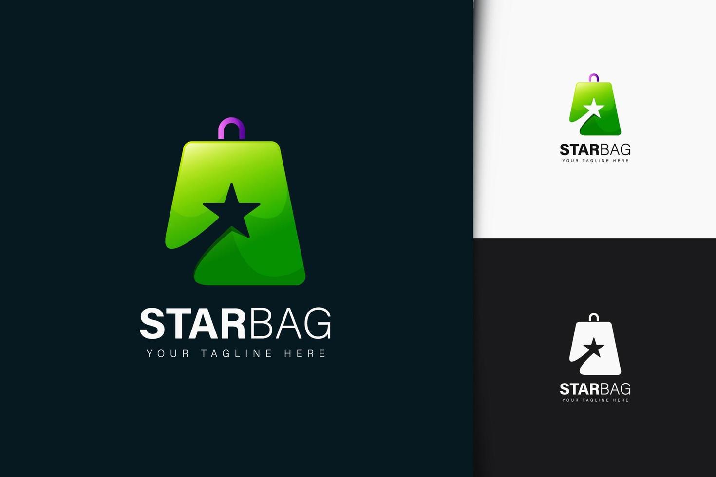 Star bag logo design with gradient vector