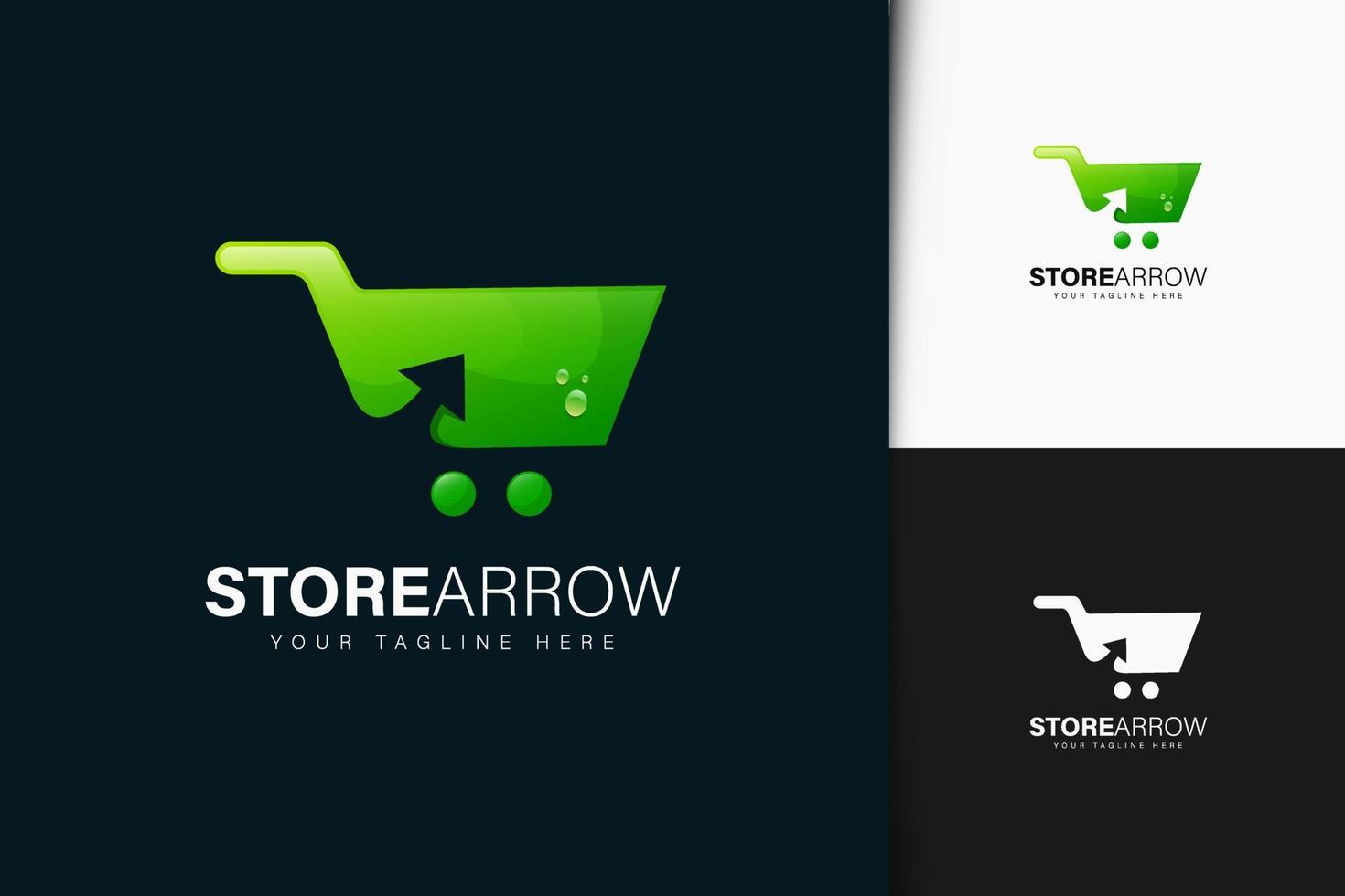 Store arrow logo design with gradient vector