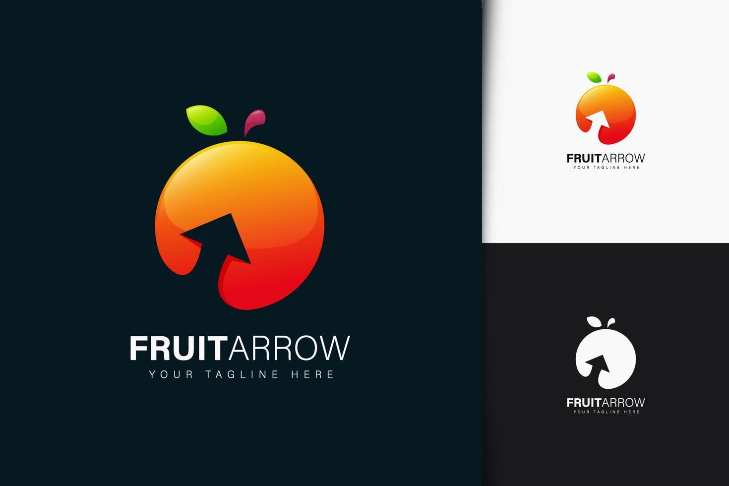 diseño de logotipo de flecha de fruta con degradado vector