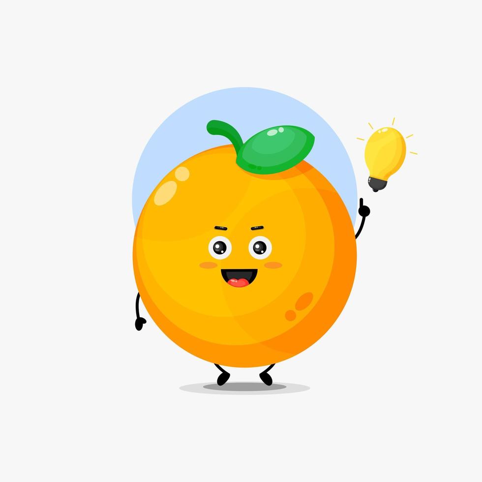 lindo personaje naranja con idea de bombilla vector