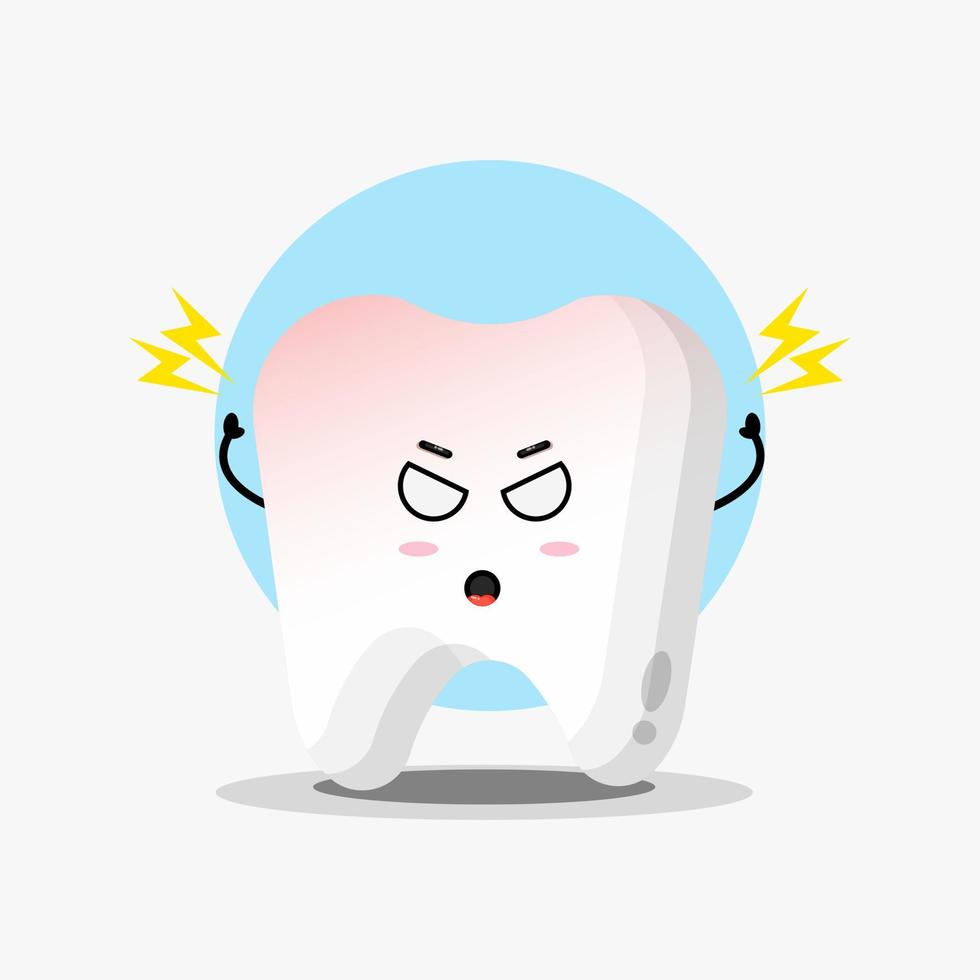 Cute tooth character is angry vector