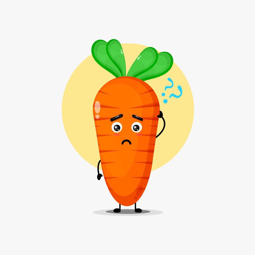 Cute carrot character confused vector