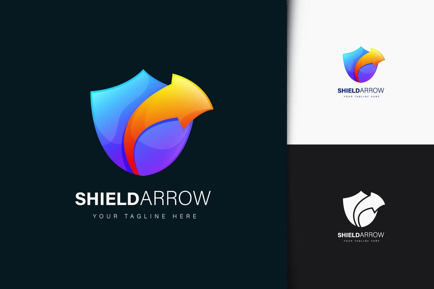 Shield arrow logo design with gradient vector