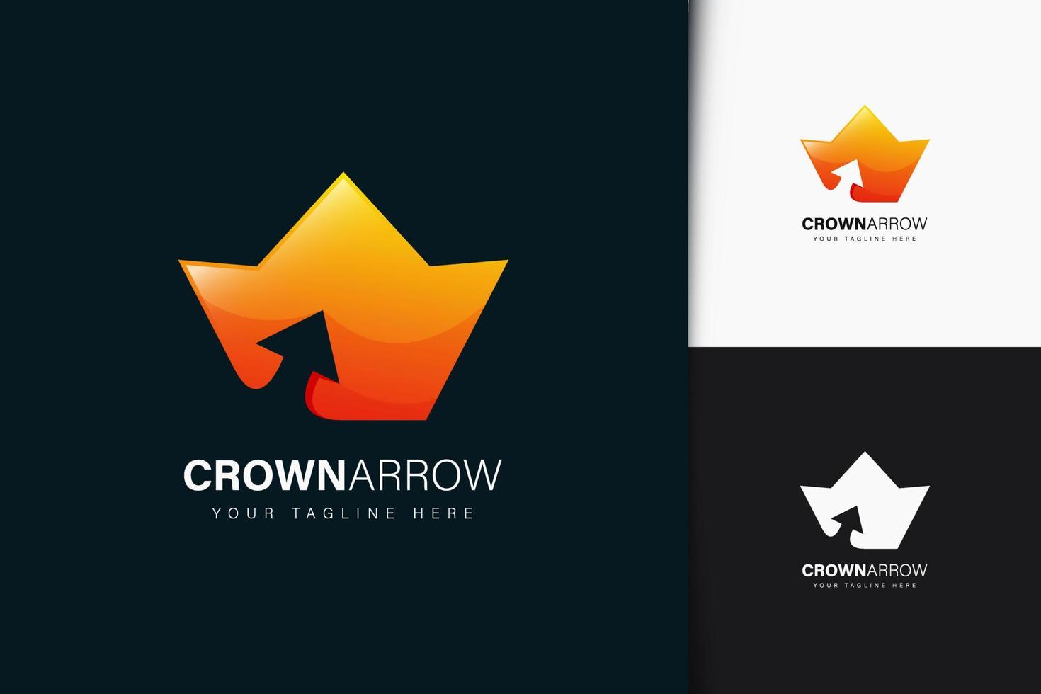 diseño de logotipo de flecha de corona con degradado vector