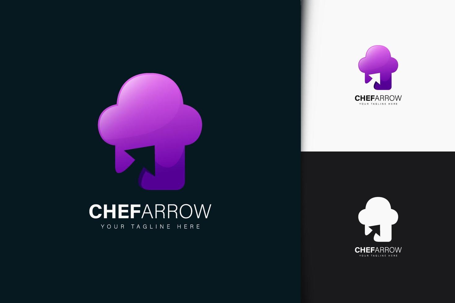 Chef arrow logo design with gradient vector