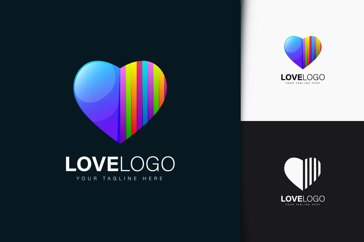 Colorful love logo design with gradient vector