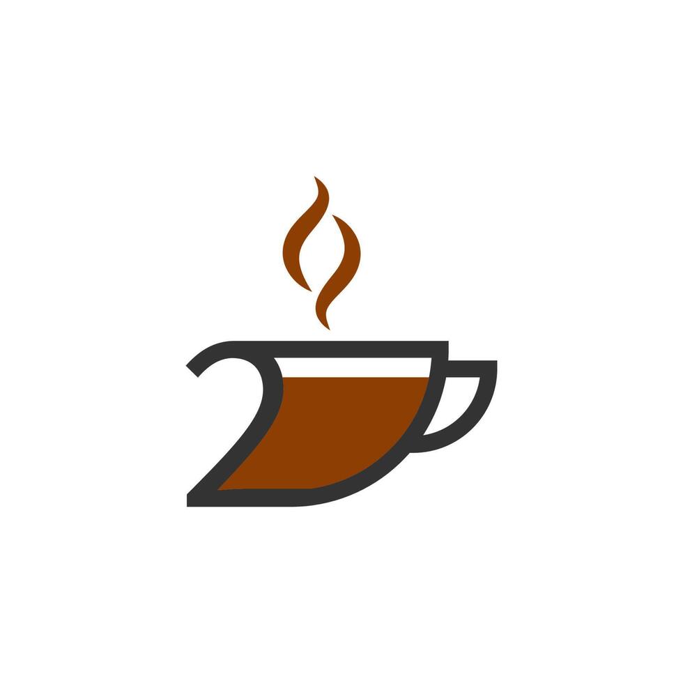 Coffee cup icon design number 2 logo concept vector