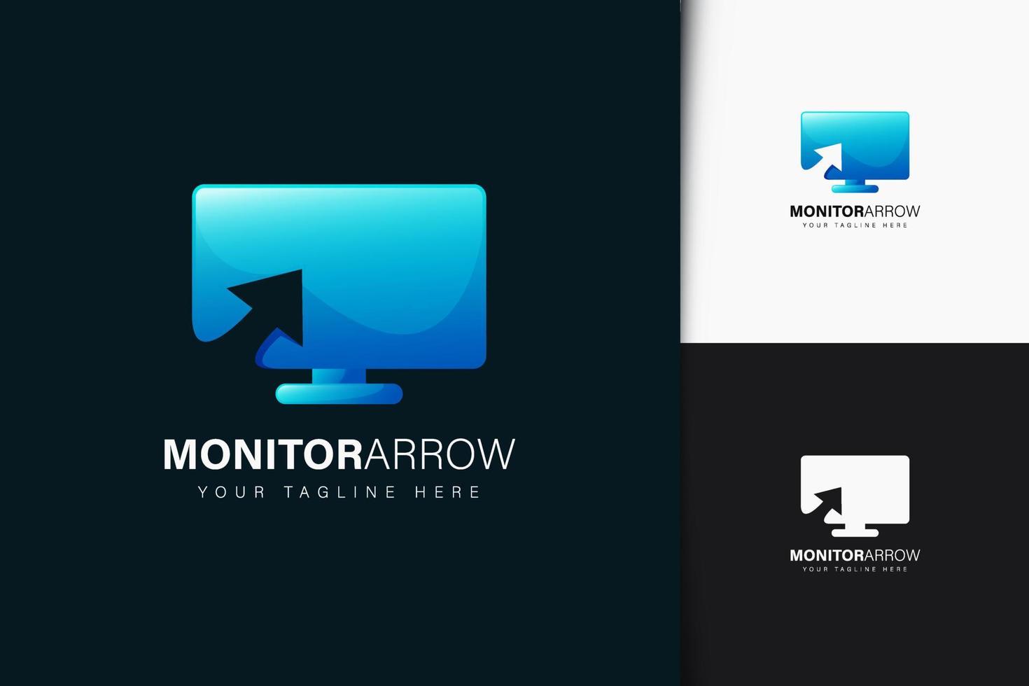 Monitor arrow logo design with gradient vector