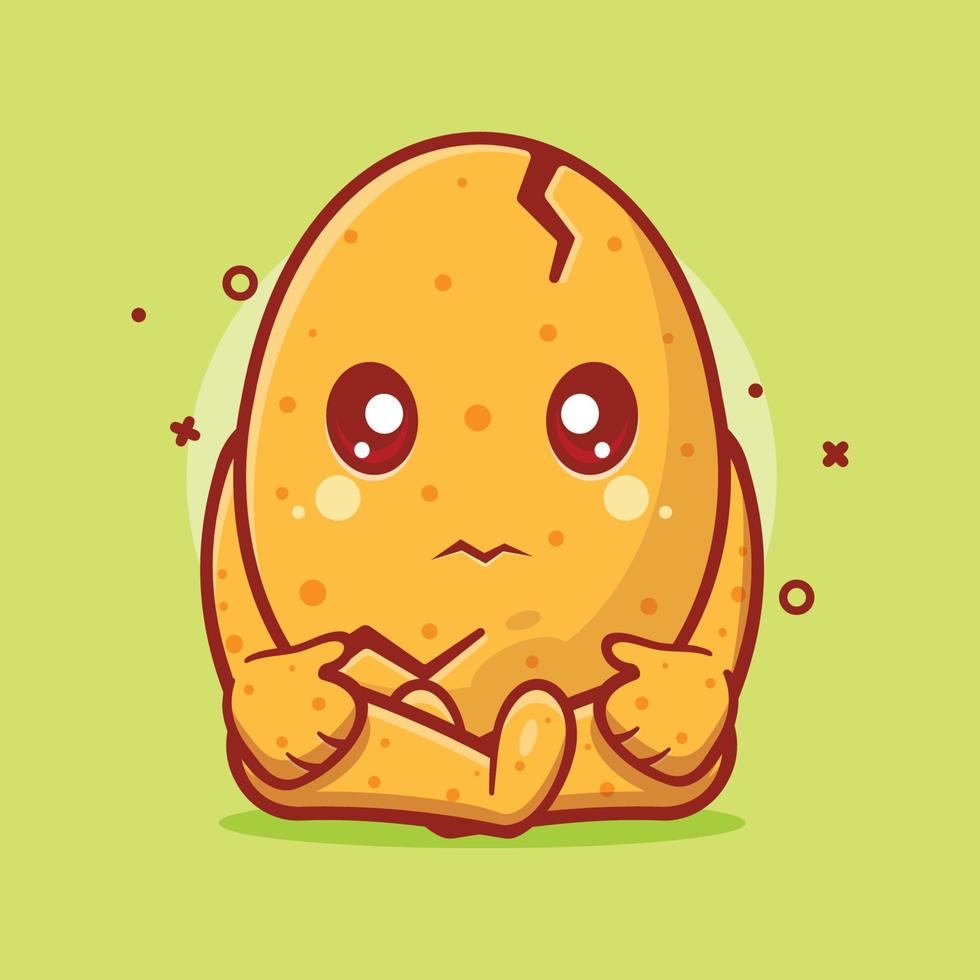sad egg character mascot isolated cartoon in flat style design. great resource for icon,symbol, logo, sticker,banner. vector
