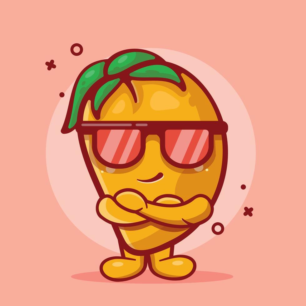 dibujos animados aislados de mascota de personaje de fruta de mango súper genial en diseño de estilo plano vector