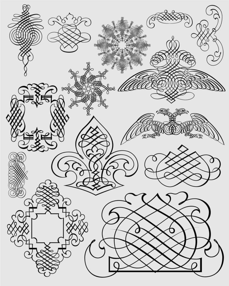 a collection of several Elements Vector Ornament