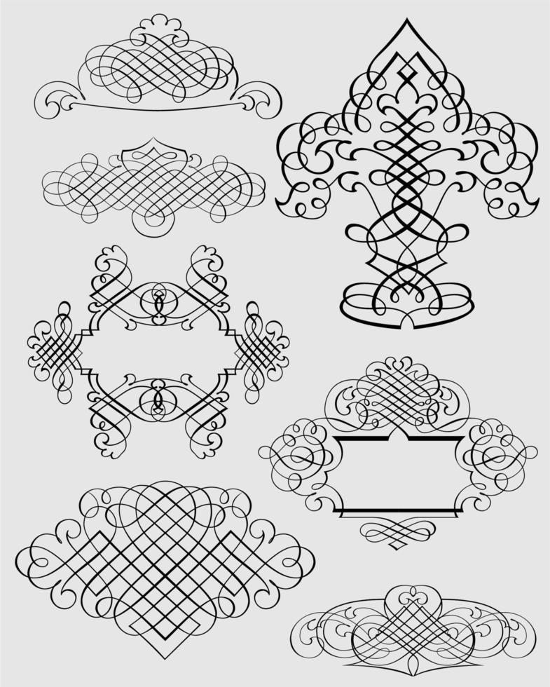 una colección de varios elementos de adorno vector