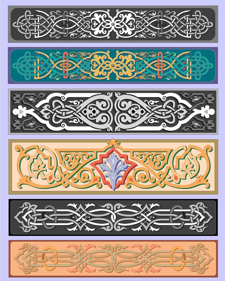 symmetrical decorative ornament pattern with calligraphy style elements vector