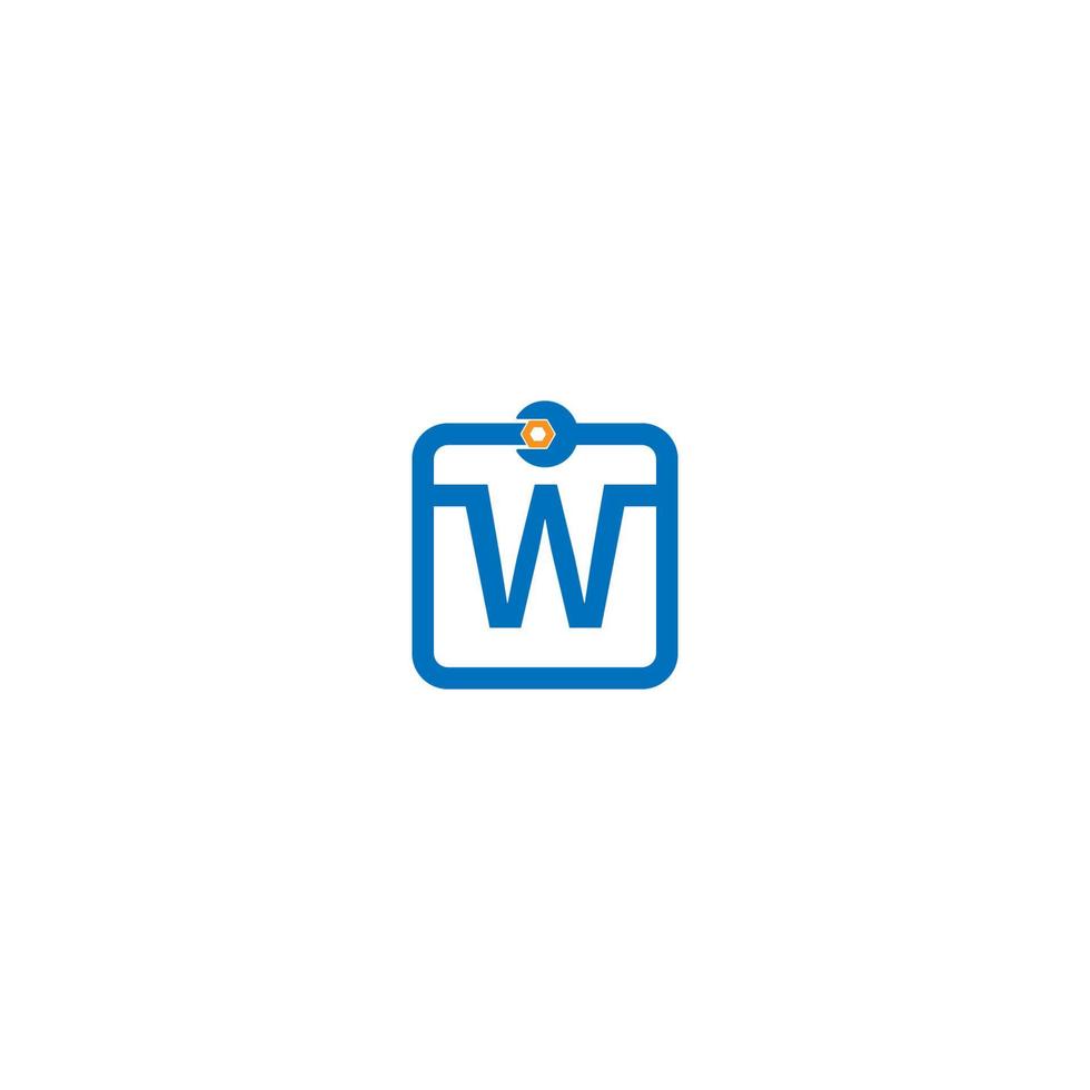 Letter W  logo icon forming a wrench and bolt design vector