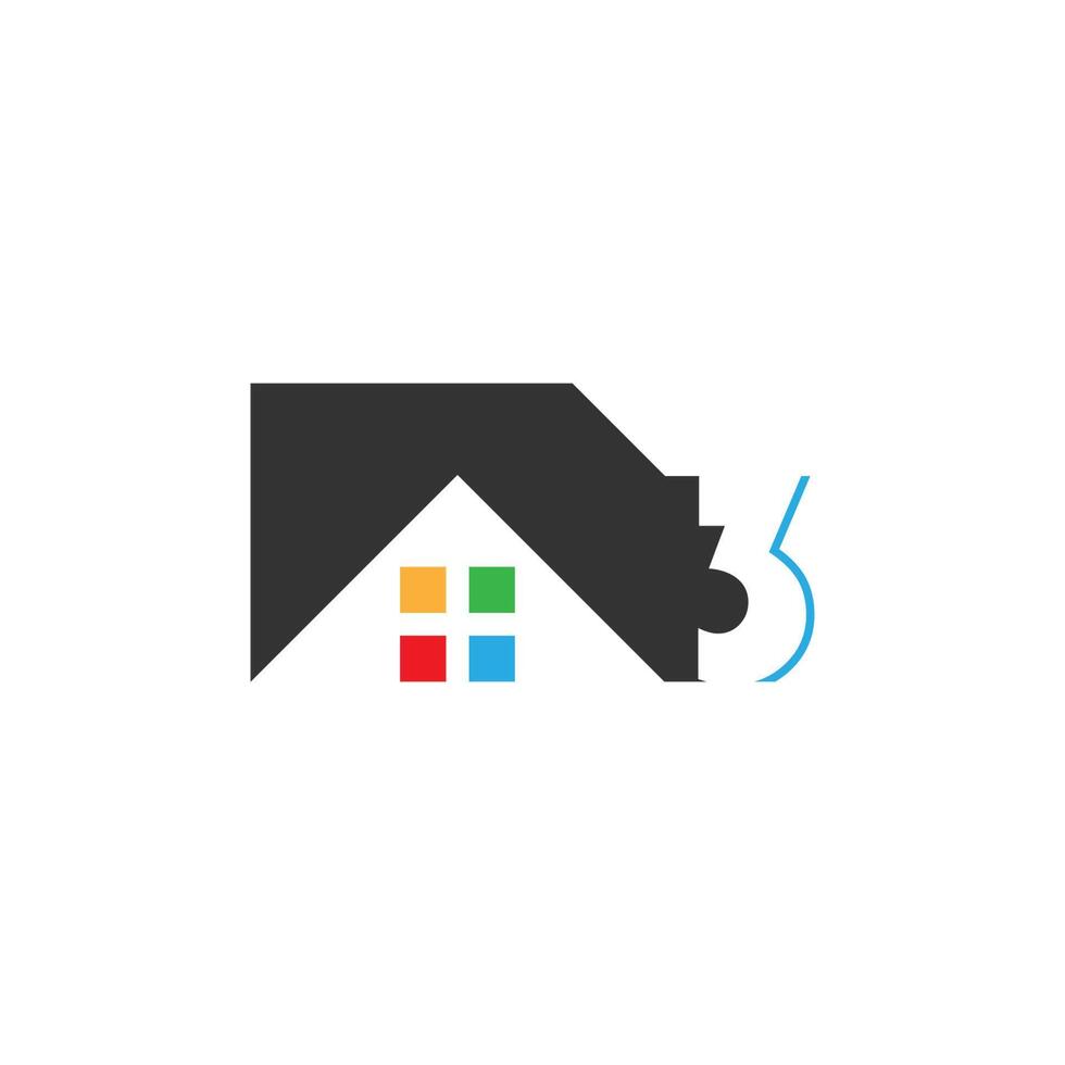 Number 3  logo Icon for house, real estate vector