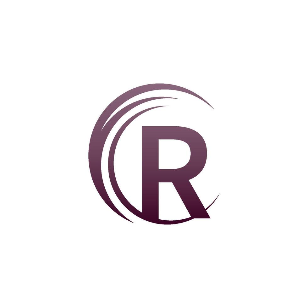 Wave circle letter R logo icon design vector