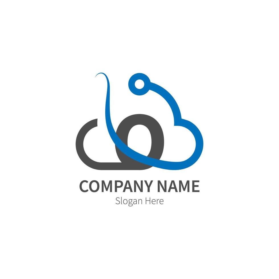 Letter O  combined with cloud technology icon logo vector