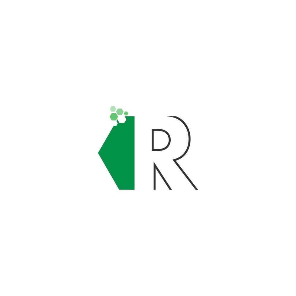 letra r en el diseño de iconos hexagonales vector