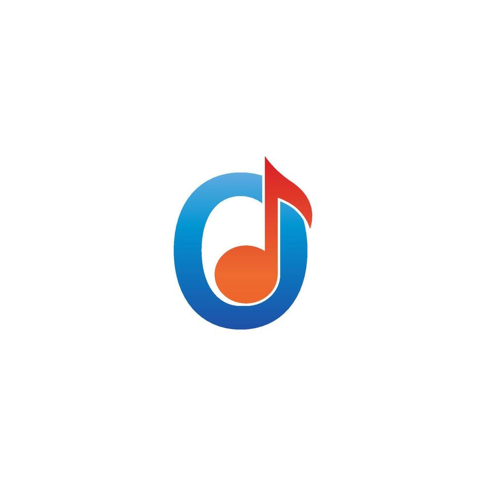 icono del logotipo de la letra o combinado con un diseño musical de notas vector