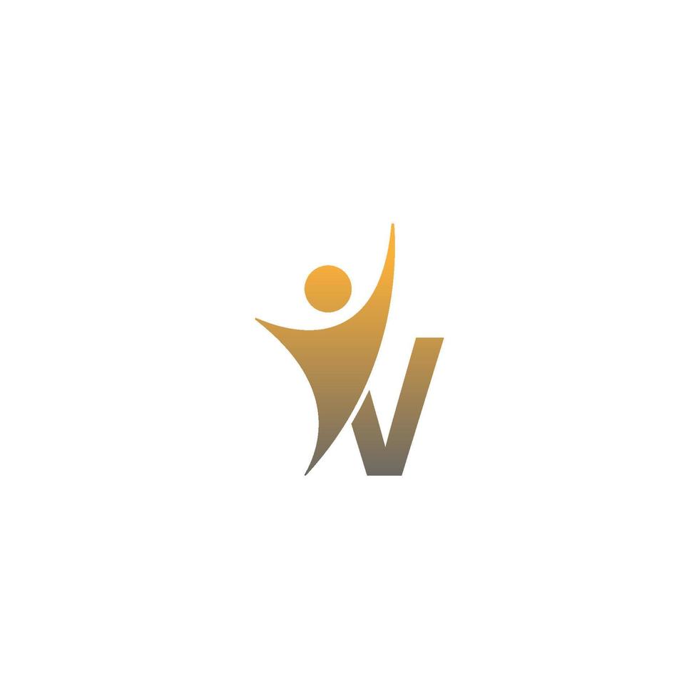 logotipo de icono de letra v con abstrac sucsess man en frente, diseño creativo de icono de logotipo de alfabeto vector