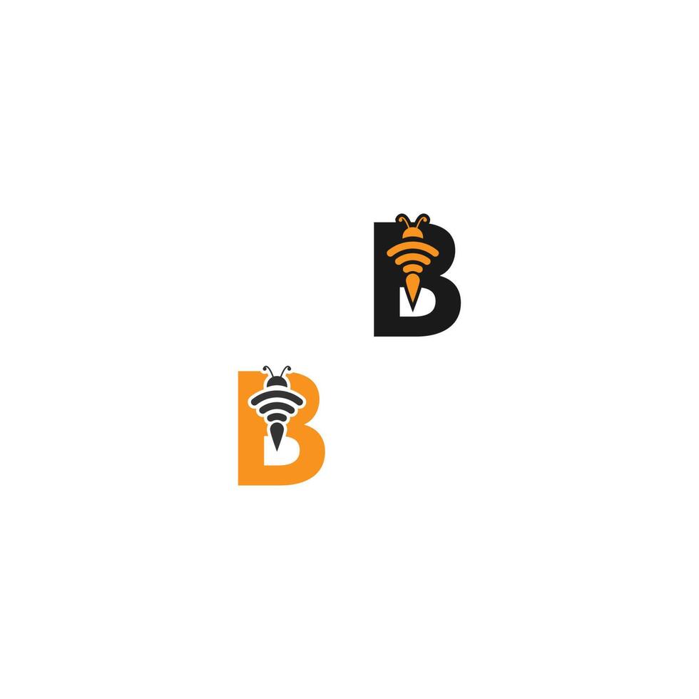 logotipo de diseño creativo de icono de abeja de letra b vector