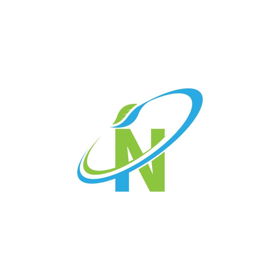concepto de diseño de icono de hoja de logotipo de letra n vector