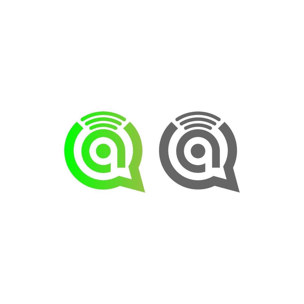 Letter A Wireless Internet in the chat bubble logo vector