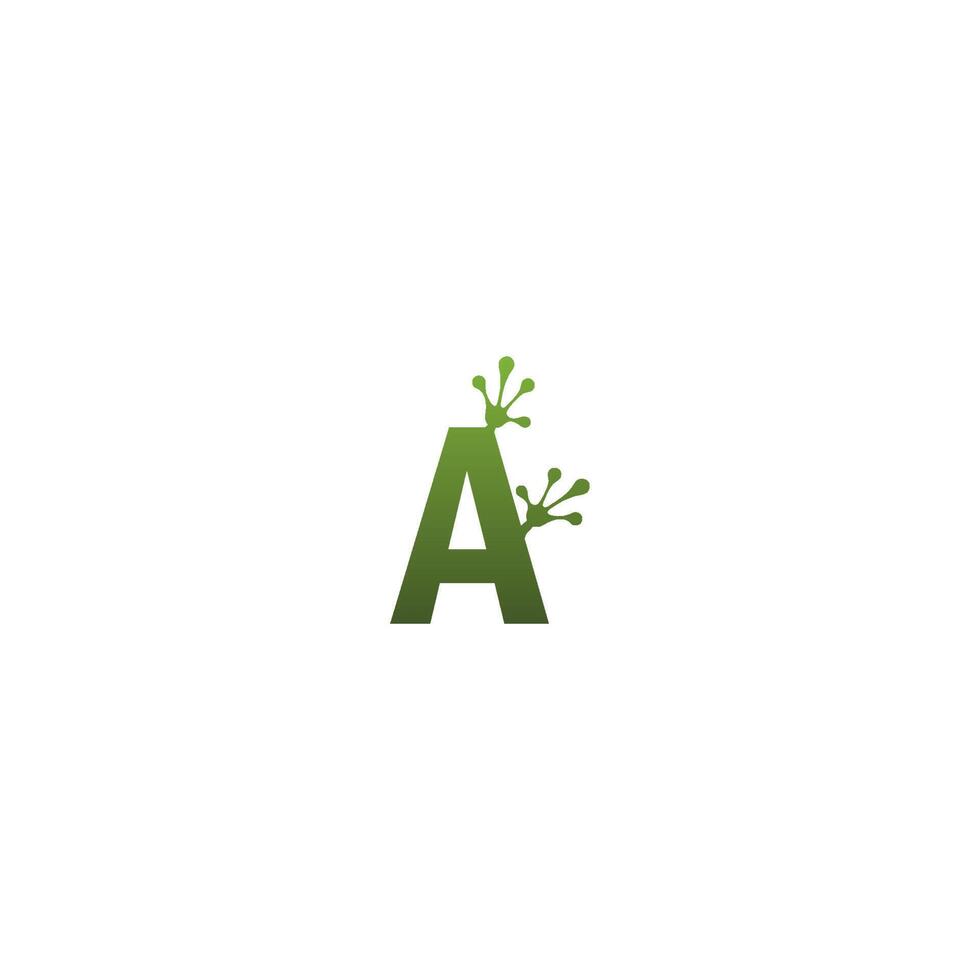 letra un logotipo diseño rana huellas concepto icono vector