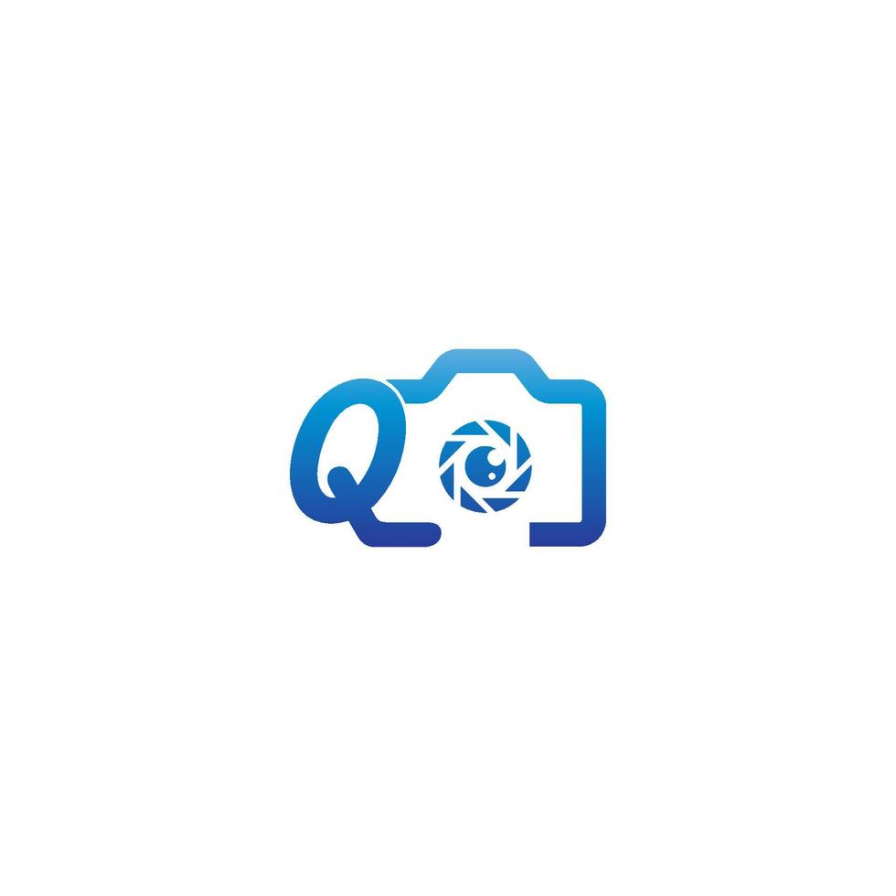 el logotipo de la letra q de la fotografía se combina con el icono de la cámara vector