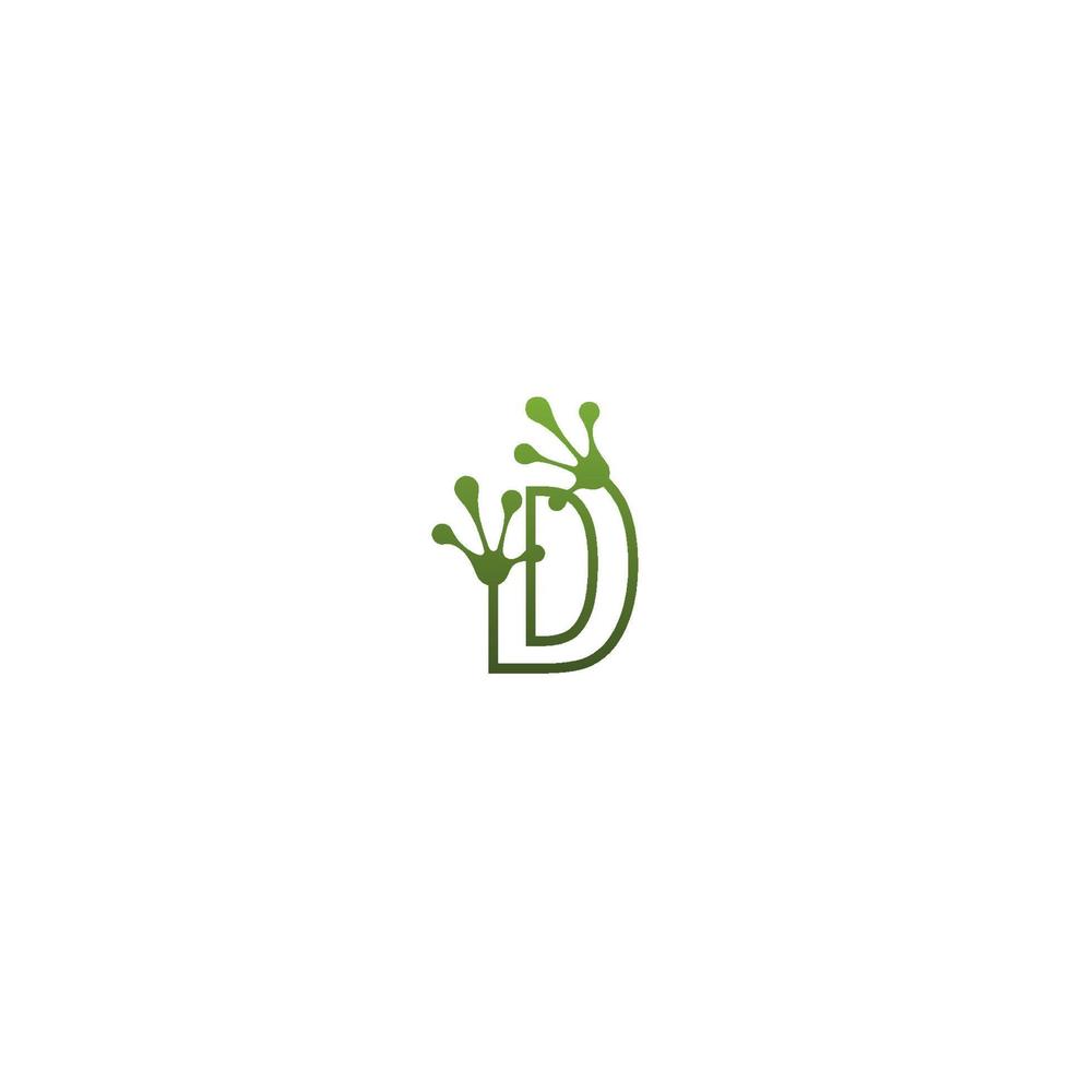 icono de concepto de huellas de rana de diseño de logotipo de letra d vector